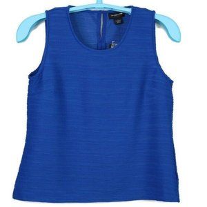 Liz Claiborne Career Tank Top Shirt Blouse Blue‎ Sleeveless Sheer L Large